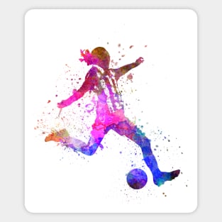 Girl playing soccer football player silhouette Magnet